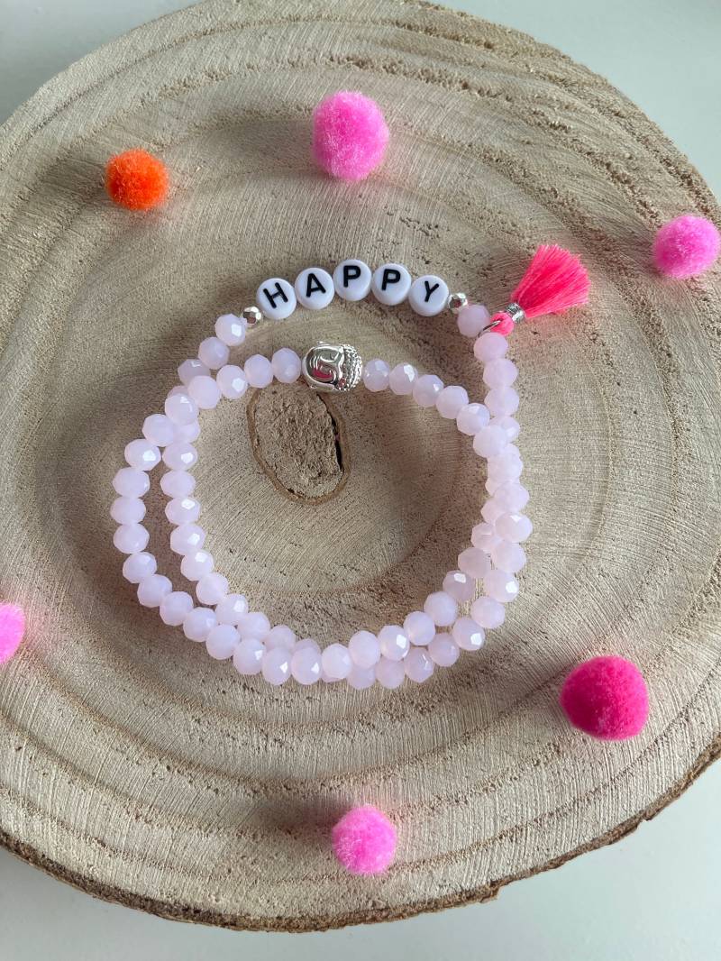 Wickelarmband Boho Budda Lettering Mit Quaste Armband Perlenarmband von PerlaHandgemacht