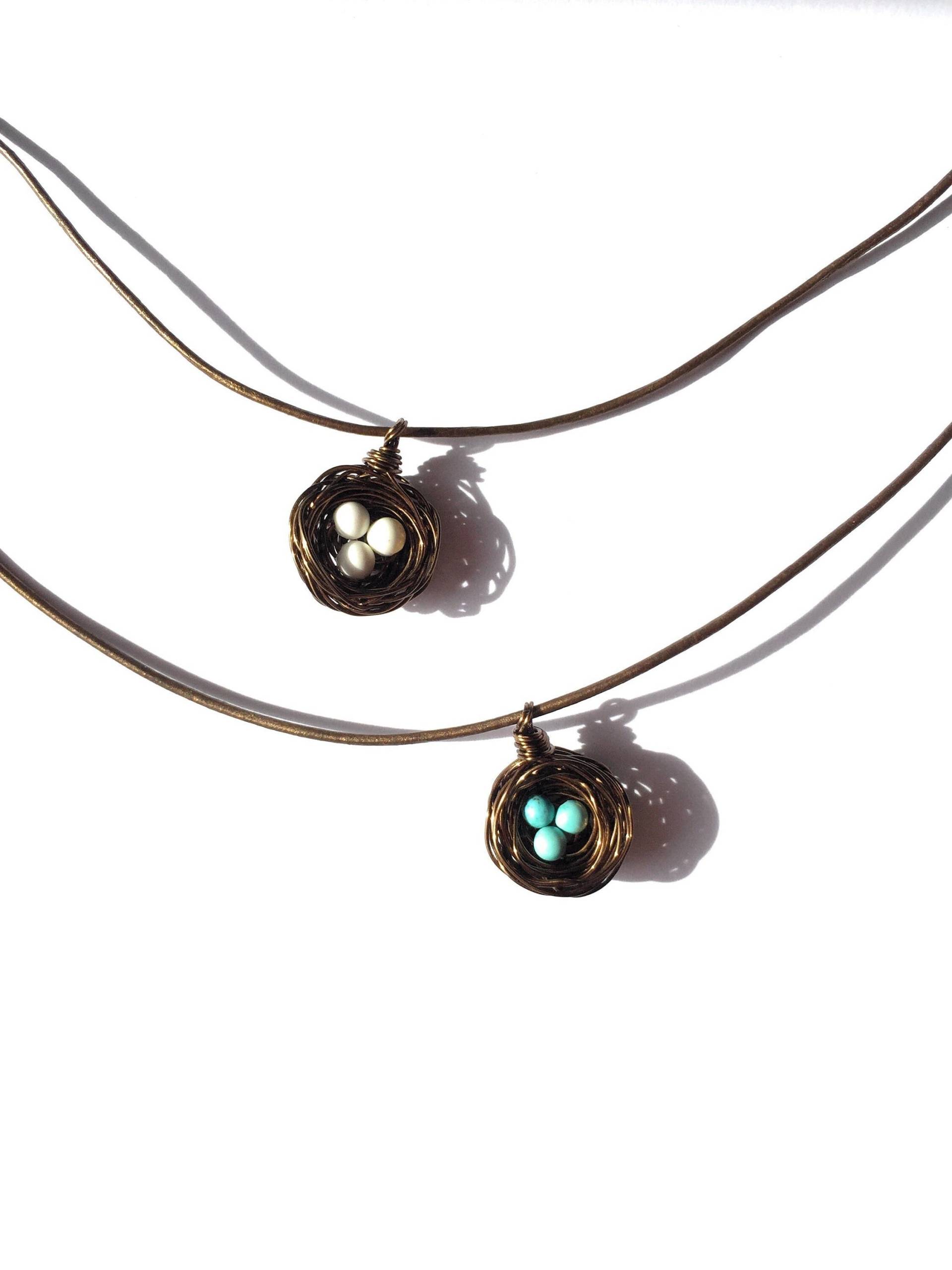 Personalisierte Vogel Nest Halsketten-Set Türkis & Achat, Initial Charms Personalisierte Vogel Nest Halsketten-Set Türkis & Achat, Initial Charms von PerlaSegovia