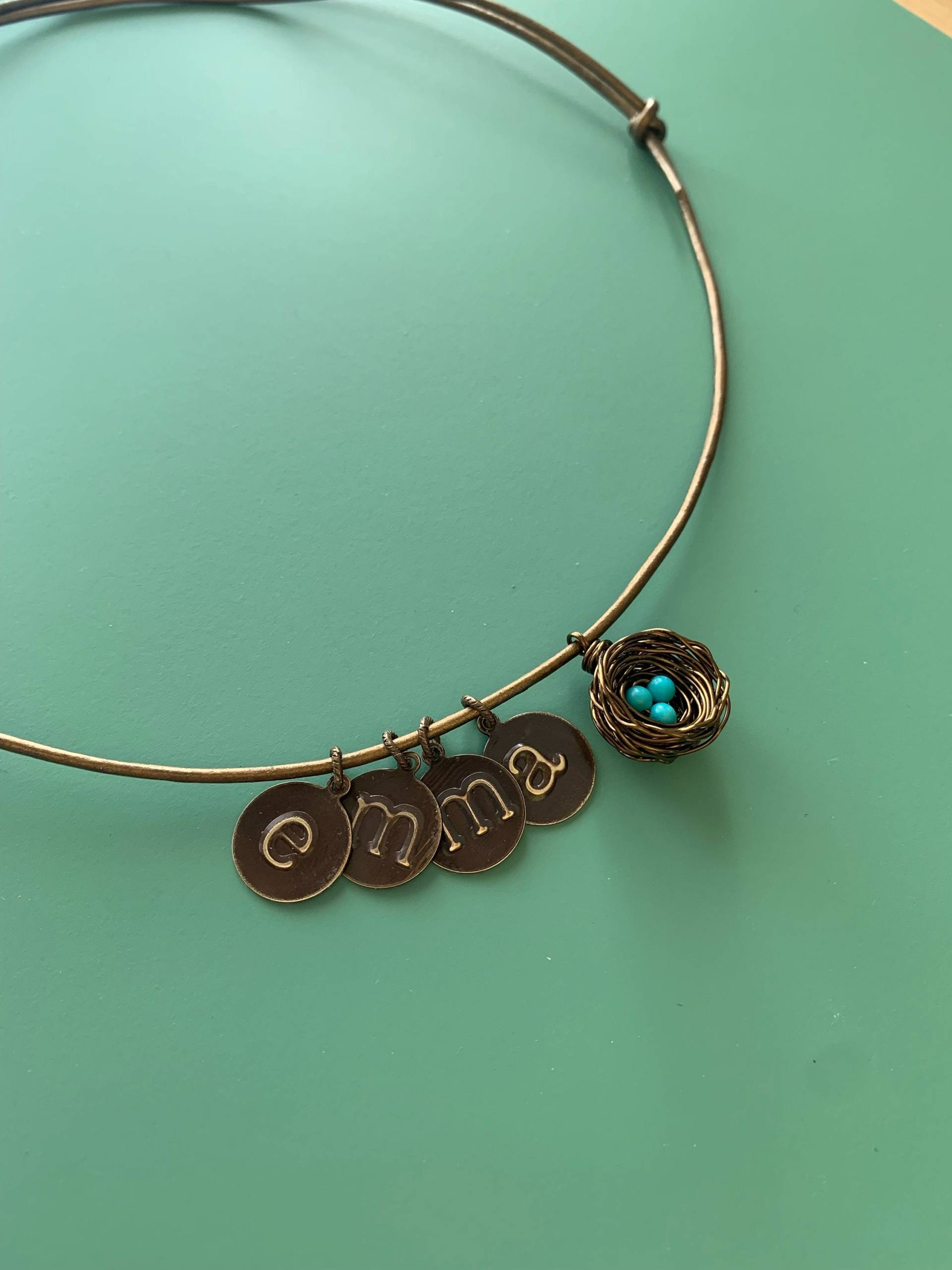 Personalisierte Robin Nest Halskette Kingman Türkis Eier, Initialen Anhänger Personalisierte Robin Nest Halskette Kingman Türkis Eier, Initialen Anhänger von PerlaSegovia