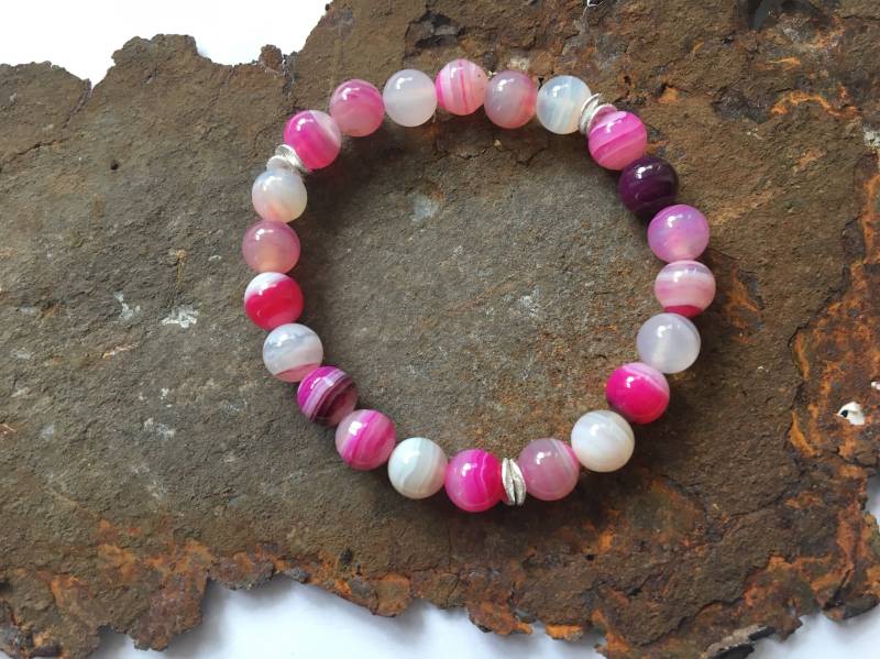 Achat Armband Mit 925Er Silberelementen von PerlenAteliers