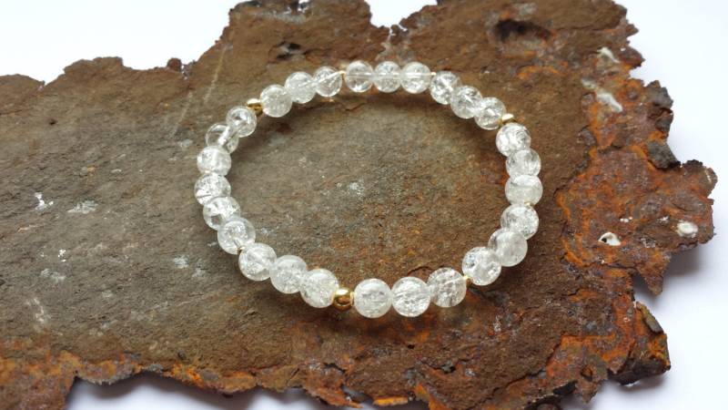 Bergkristall Armband Mit Goldelementen Aus Vergoldetem 925Er Silber von PerlenAteliers