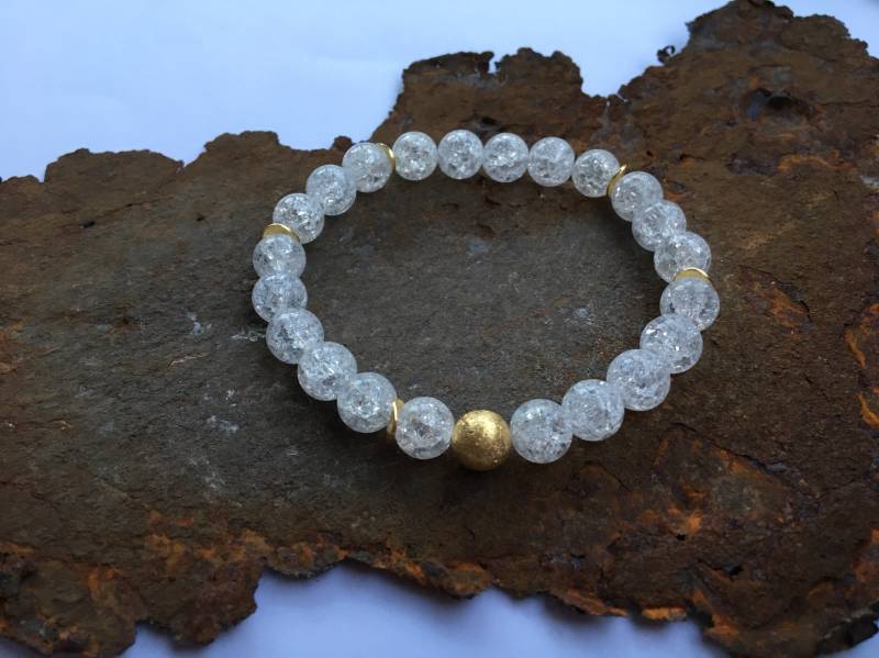 Bergkristall Armband Mit Goldelementen von PerlenAteliers