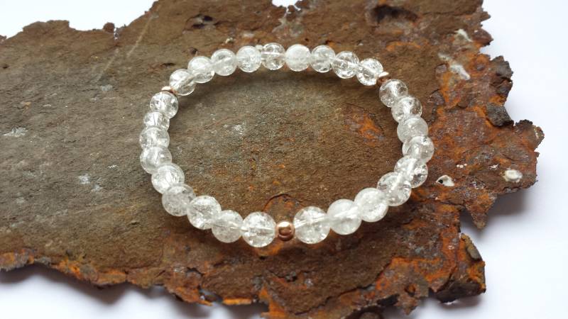 Bergkristall Armband Mit Rosegoldelementen von PerlenAteliers
