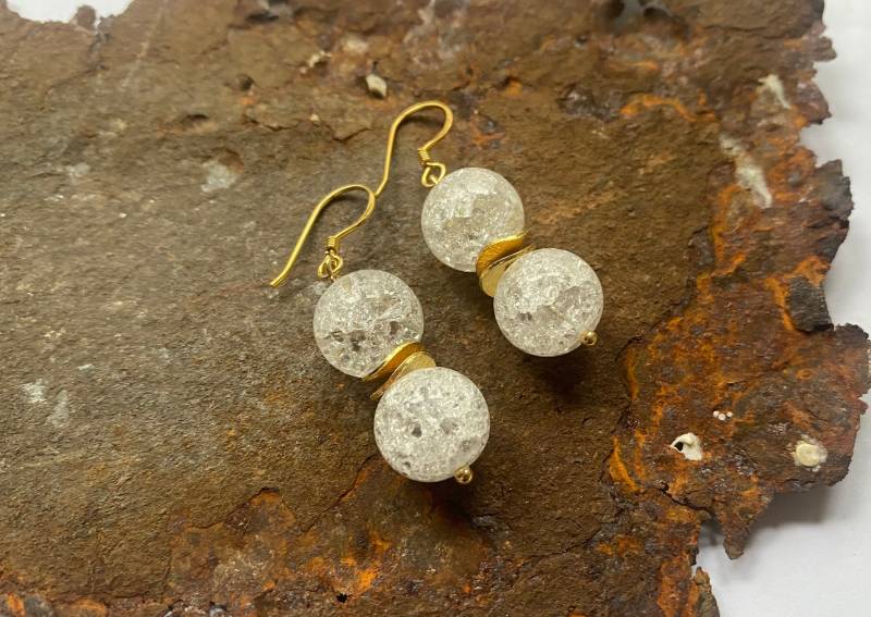 Bergkristall Ohrringe Mit 925 Goldelementen von PerlenAteliers