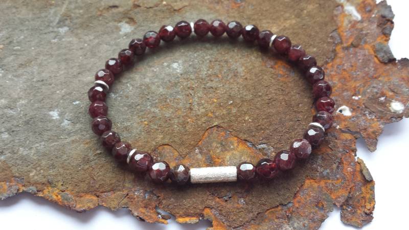 Granat Armband Mit 925Er Silberelementen von PerlenAteliers