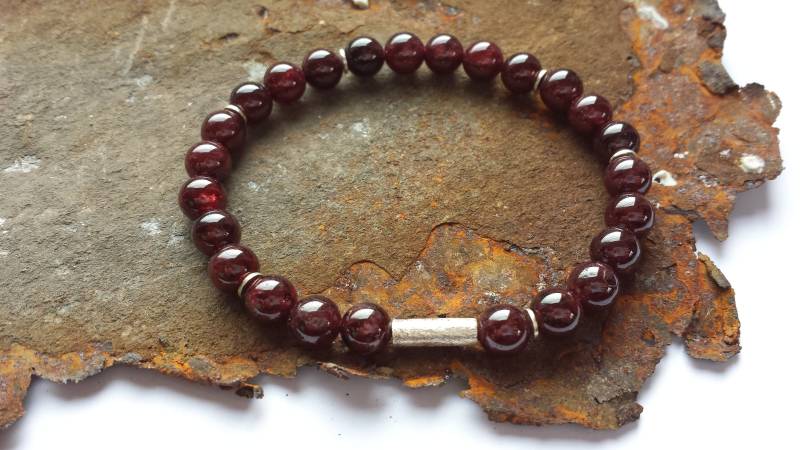 Granat Armband Mit 925Er Silberelementen von PerlenAteliers