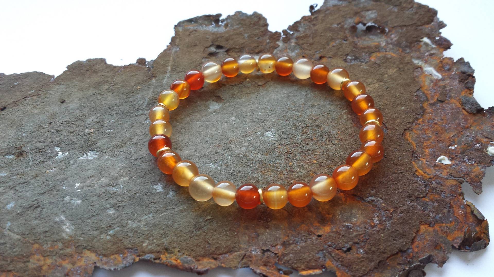 Karneol Armband Mit Goldelementen Aus Vergoldetem 925Er Silber von PerlenAteliers