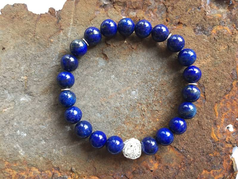 Lapislazuli Armband Mit 925Er Silberelementen von PerlenAteliers