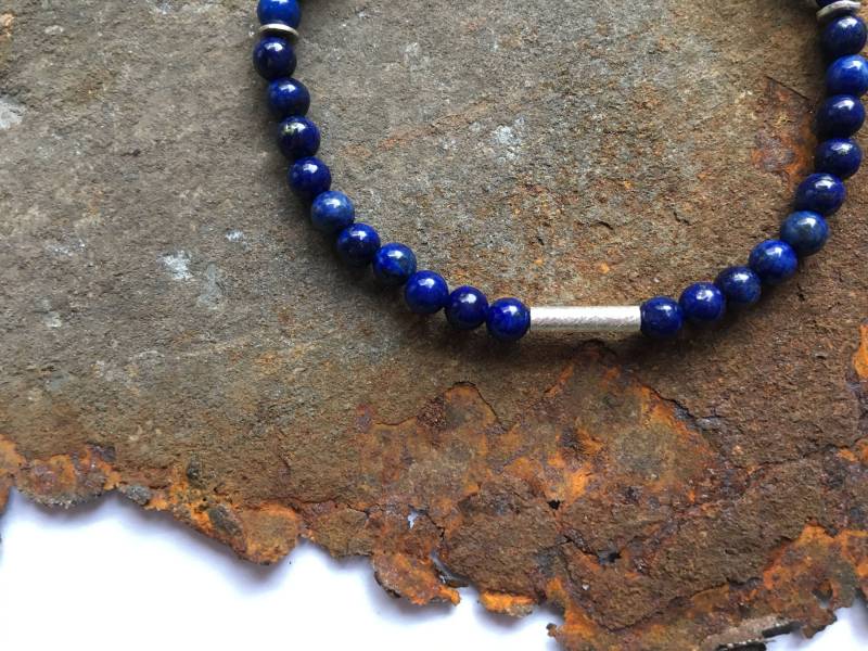 Lapislazuli Armband Mit 925Er Silberelementen von PerlenAteliers