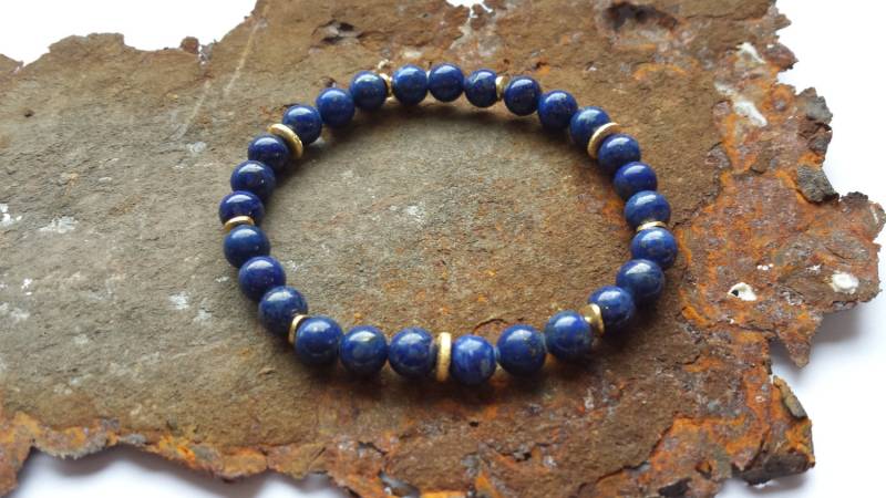 Lapislazuli Armband Mit Goldelementen Aus Vergoldetem 925Er Silber von PerlenAteliers