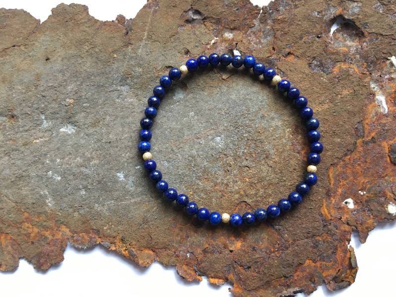 Lapislazuli Armband Mit Goldelementen Aus Vergoldetem 925Er Silber von PerlenAteliers