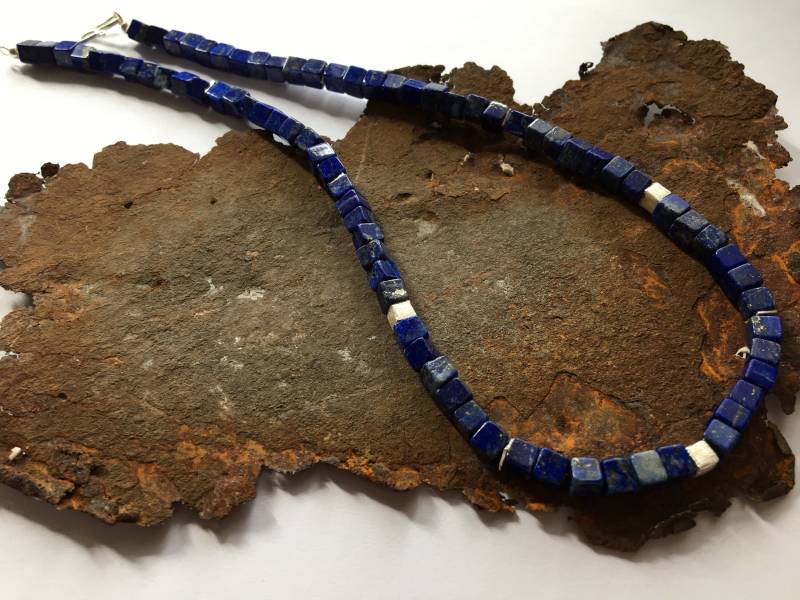 Lapislazuli Kette Mit 925Er Silberelementen von PerlenAteliers