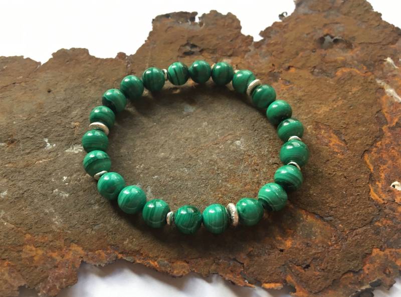 Malachit Armband Mit 925Er Silberelementen von PerlenAteliers