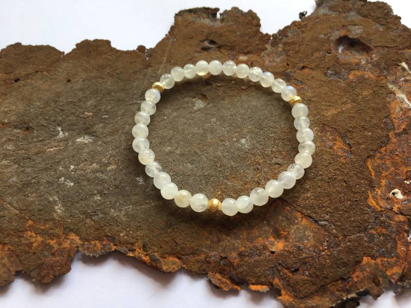 Mondstein Armband Mit Goldelementen Aus Vergoldetem 925Er Silber von PerlenAteliers