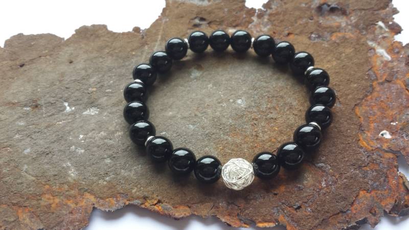 Onyx Armband Mit 925Er Silberelementen von PerlenAteliers
