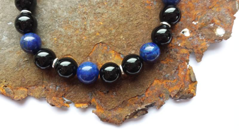 Onyx Lapislazuli Armband Mit 925Er Silberelementen von PerlenAteliers