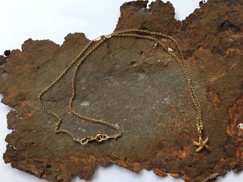 Seestern Kette Mit Goldelementen Aus Vergoldetem 925Er Silber von PerlenAteliers