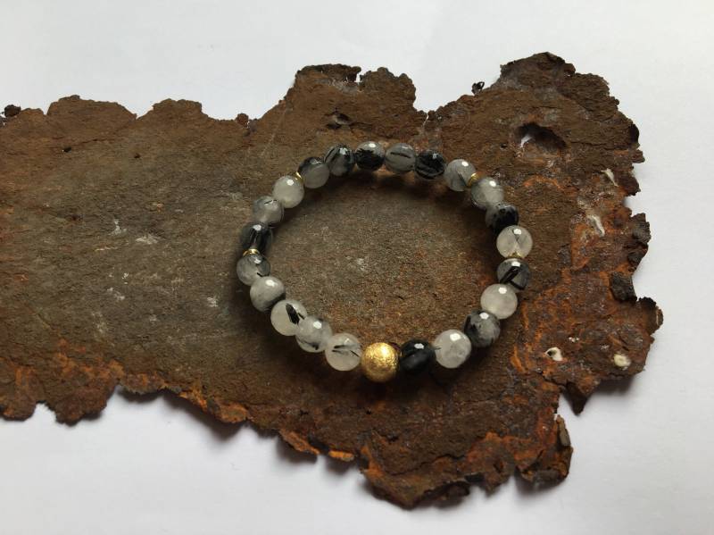 Turmalinquarz Armband Mit Rosegoldelementen von PerlenAteliers