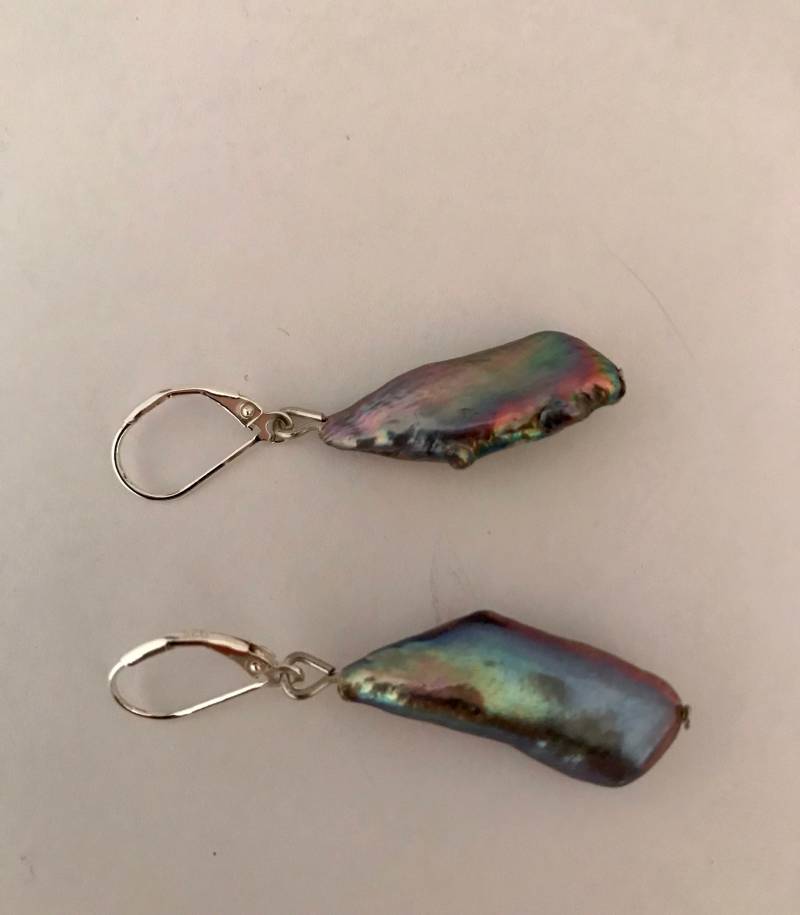 Ohrringe Ohrhänger Aus Echten Perlen Biwa Barock Stäbchen 28x10x8 Mm Peacock von PerlenForYou