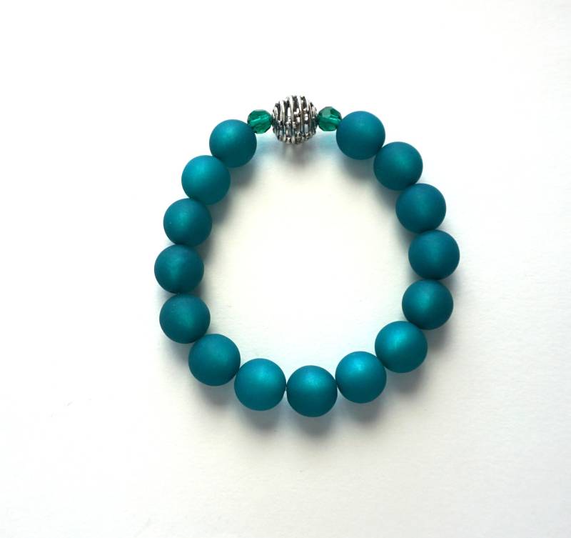 Armband Polaris Perlen Dehnbar Grün Kristallperlen Handmade von PerlenGabriele
