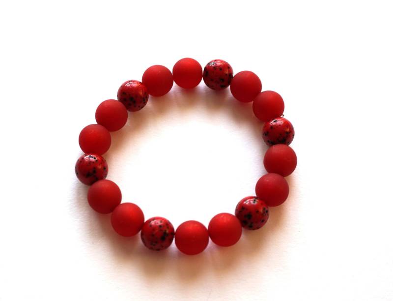 Armband Polaris Perlen Rot Dehnbar Polarisarmband von PerlenGabriele