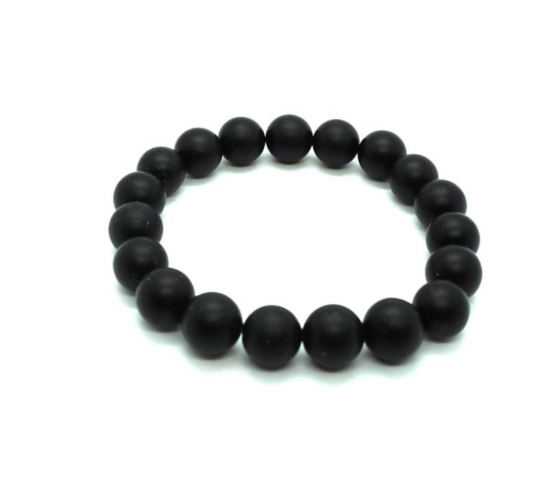 Schwarz Onyx Perlen Matt, Dehnbar, Edelstein Armband , 10mm Perlen, Armband, Mann, Frau , Perlenarmband von PerlenGabriele