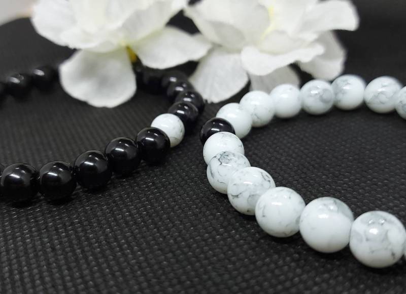 2Er Set Partner Armband Handmade Geschenkidee Couple Partnergeschenk Yin & Yang Weihnachten Silvester Valentistag von PerlenarmbandDE