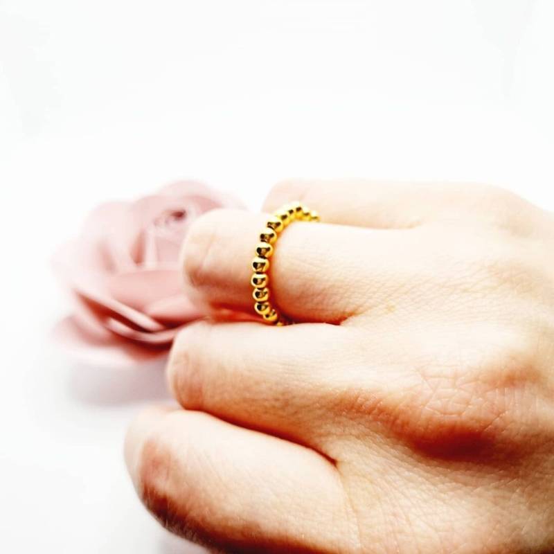 Perlenring Gold, Ring, Goldener , Geschenk, Schmuck Elastikring, Perlenring, Perlenartig von PerlenartigDE