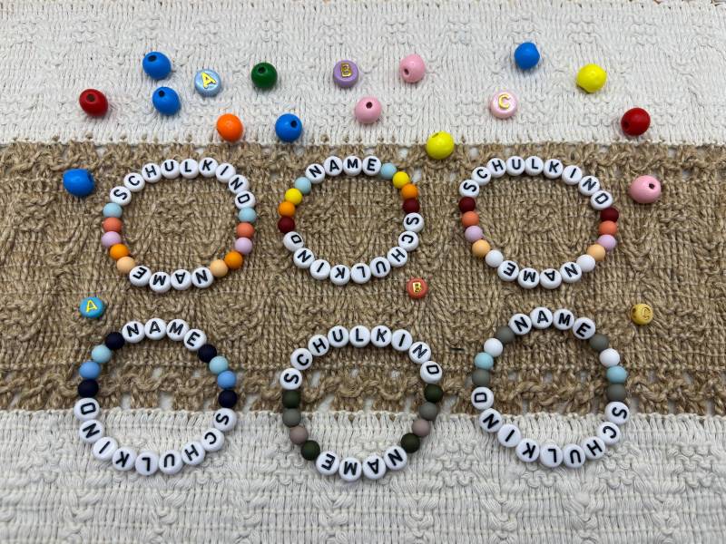 Kinder Perlenarmband Einschulung Schulkind Oder Name Personalisiert Mädchen Schulanfang Junge Perle Armband Kitakind von Perlenfee131287