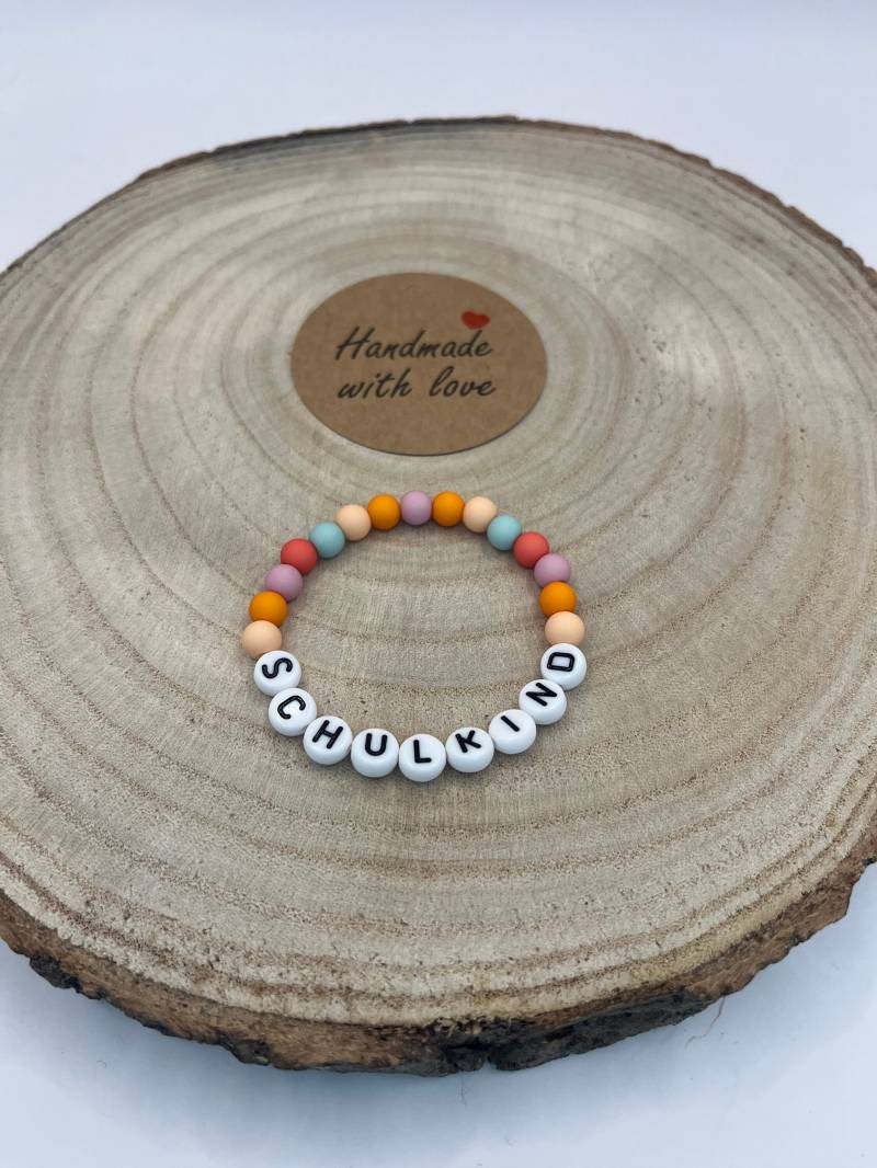 Kinder Perlenarmband Einschulung Schulkind Oder Name Personalisiert Mädchen Schulanfang Junge Perle Armband von Perlenfee131287