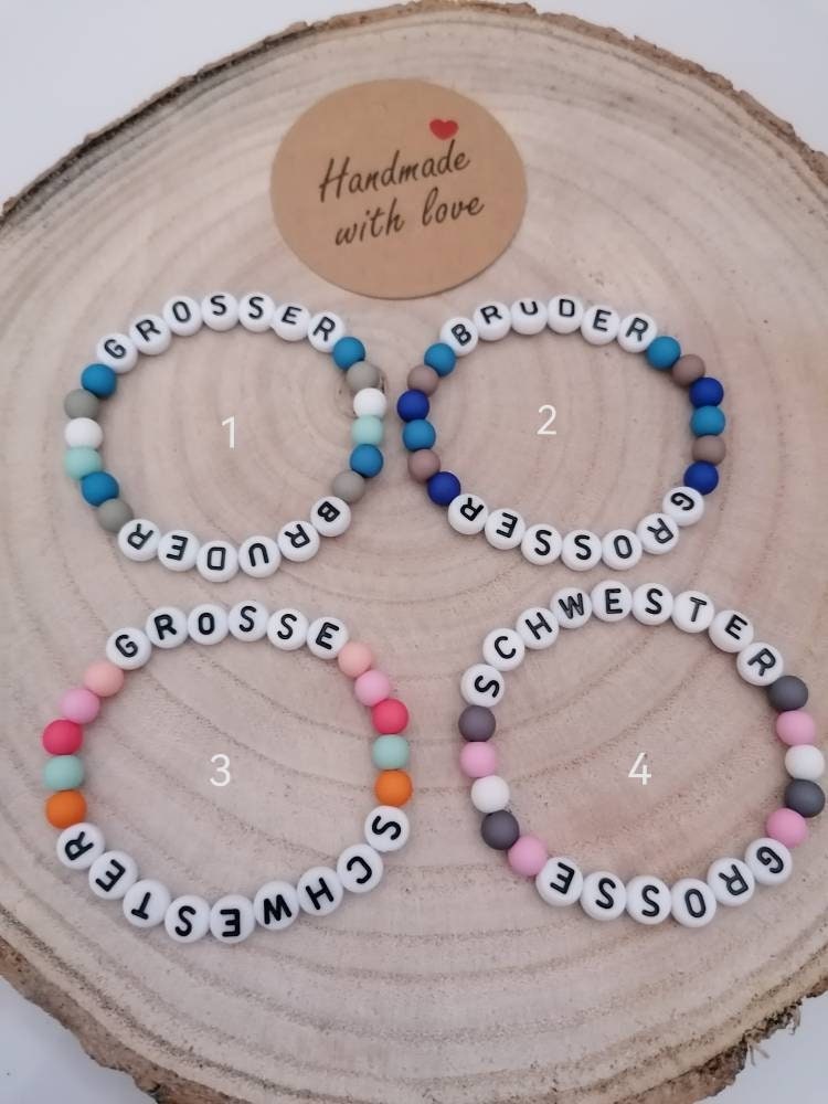 Kinder Perlenarmband Große Schwester Großer Bruder Geschwister Sister Brother Geschenk Geschwisterkind Perle Armband Name Mädchen Junge von Perlenfee131287