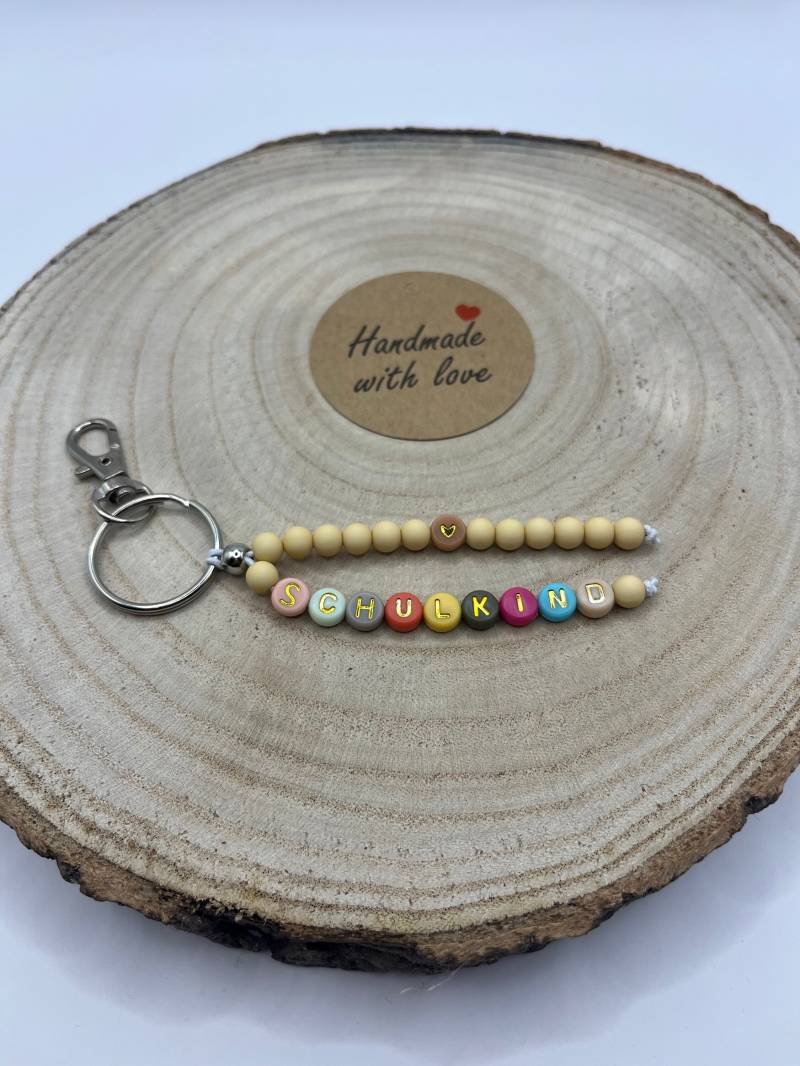 Schlüsselanhänger Schulkind Für Kinder Perle Einschulung Personalisiert Mädchen Schulanfang Junge Abc Bunt Mädchen Schulkind von Perlenfee131287