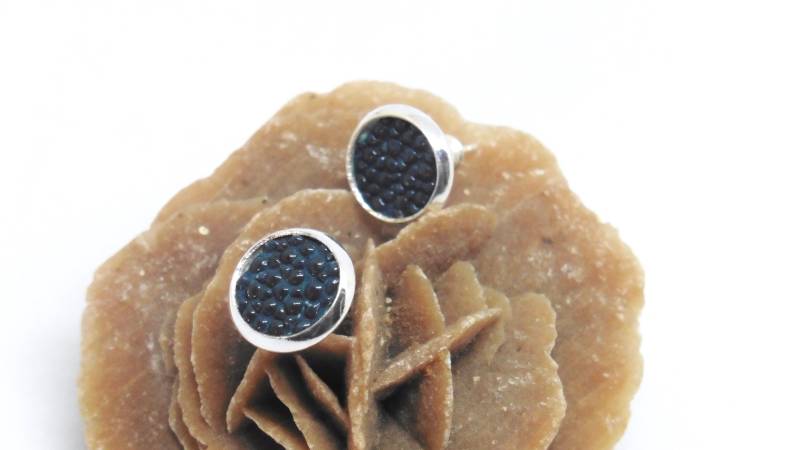 Elegante Ohrstecker Glänzend 10 Mm, Echtes Leder Vom Perlrochen, Schwarz, Rot Oder Türkis von Perlenfischzuege