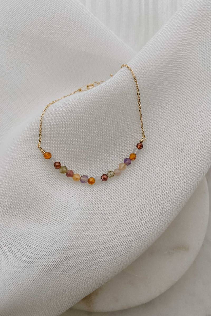 Edelsteinarmband, 925Er Silber, 14K Vergoldet, Armband Mit Edelsteinen, Handgemacht, Wasserresistent | Heidi Edelsteinen von Perlenfreundin