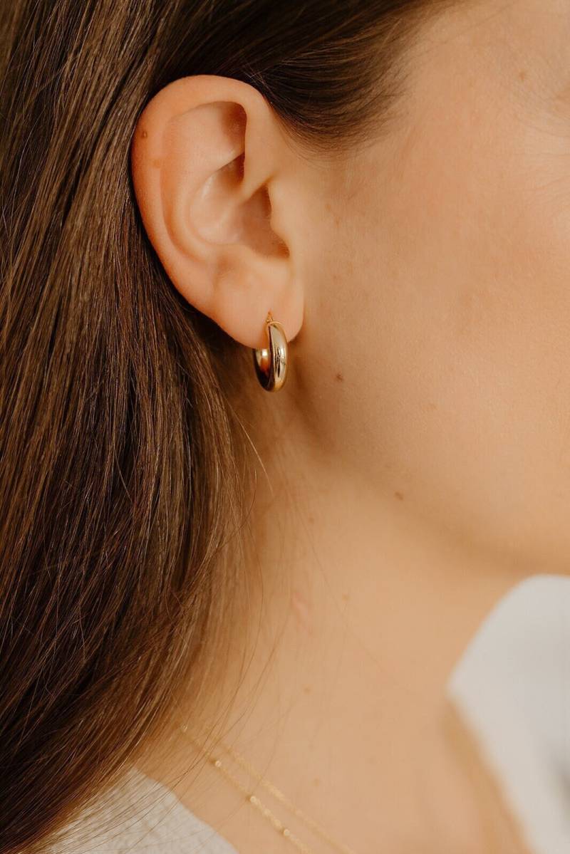 Hoops, Sterlingsilber, 14K Vergoldet, Dicke Creolen, Runde Huggies, Wasserresistent | Maxi von Perlenfreundin