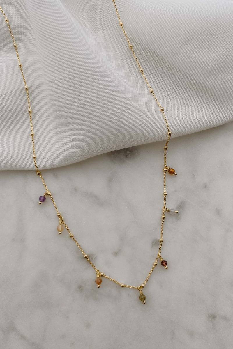 Kette Mit Edelstein-Anhängern, Sterlingsilber 14K Vergoldet, Zarte Kugelkette Edelsteinen, Edelsteinkette | Cleo Edelsteinen Kette Mit Edelstein-Anhängern, Sterlingsilber 14K Vergoldet, Zarte Kugelkette Edelsteinen, Edelsteinkette | Cleo Edelsteinen von Perlenfreundin