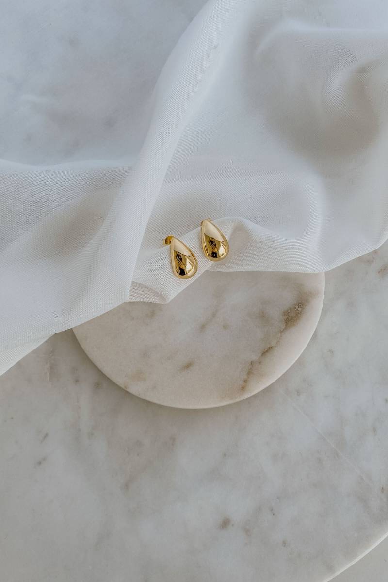 Tropfenohrringe, 14K Vergoldet, 925Er Silber, Tropfenförmige Ohrringe, Elegante Drop Ohrstecker, Teardrop Wasserresistent | Tara von Perlenfreundin