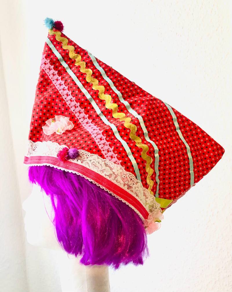 Narrenkappe „Rot Gold" Bunt Karneval Fasching Fasteloovend von Perlenglut