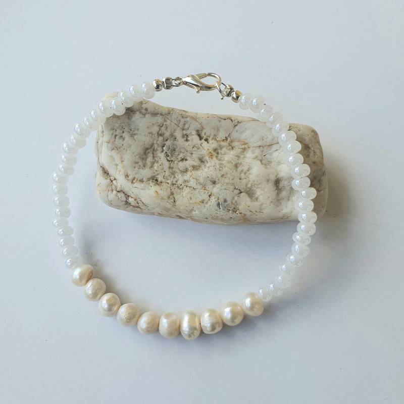 Armband Aus Perlen Weiss von Perlenharmonie