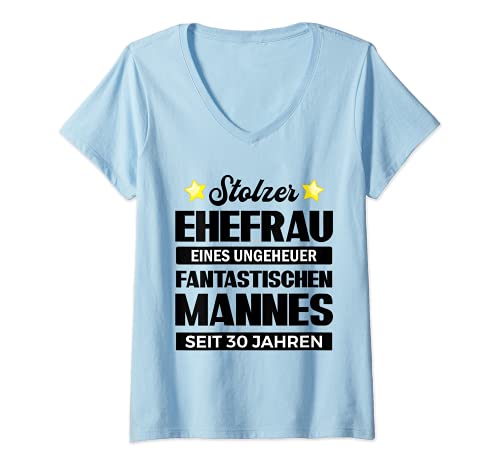 Damen Hochzeitstag Verheiratet Ehepaar Ehe 30 Perlenhochzeit T-Shirt mit V-Ausschnitt Damen Hochzeitstag Verheiratet Ehepaar Ehe 30 Perlenhochzeit T-Shirt mit V-Ausschnitt von Perlenhochzeit Grafiken und Mehr