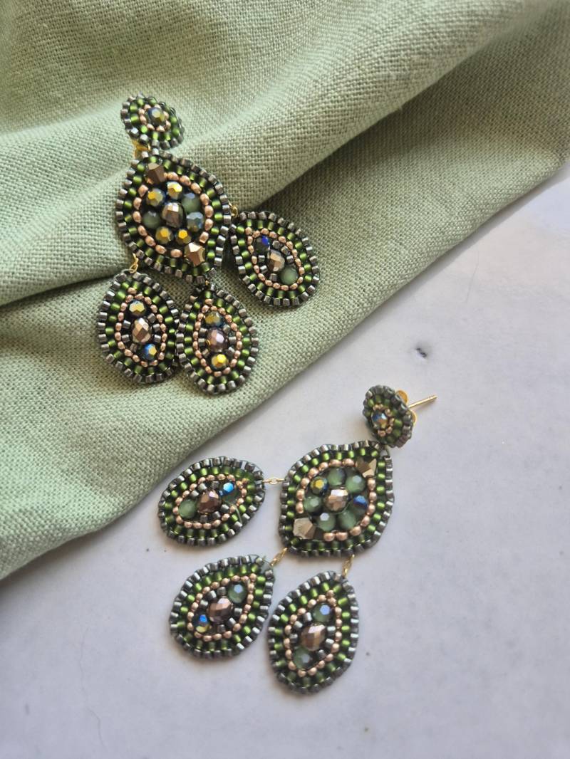 Niobé - Beaded Earrings, Handmade Fringe Dangles, Boho Mandala, Jewelry, Miguel Ases Style, Perlenohrringe, Ohrschmuck von Perlenkarussell