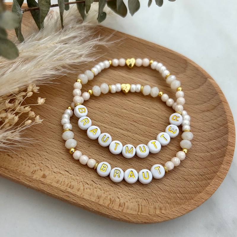 Armband Für Braut Oder Trauzeugin - Cremefarbene Natursteinperlen Individuelles Hochzeitsgeschenk Fragen Hochzeitsschmuck von Perlenkonfetti