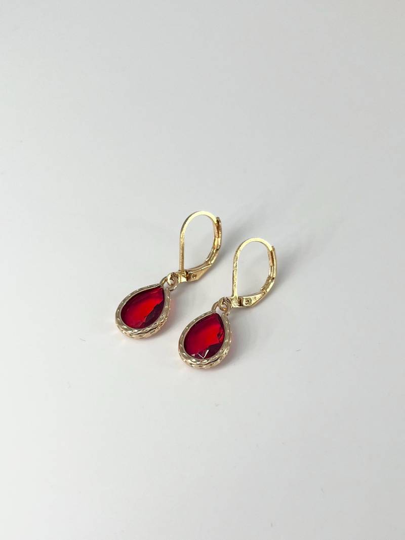 Edle Ohrringe in Hellgold Rot von Perlenlagune