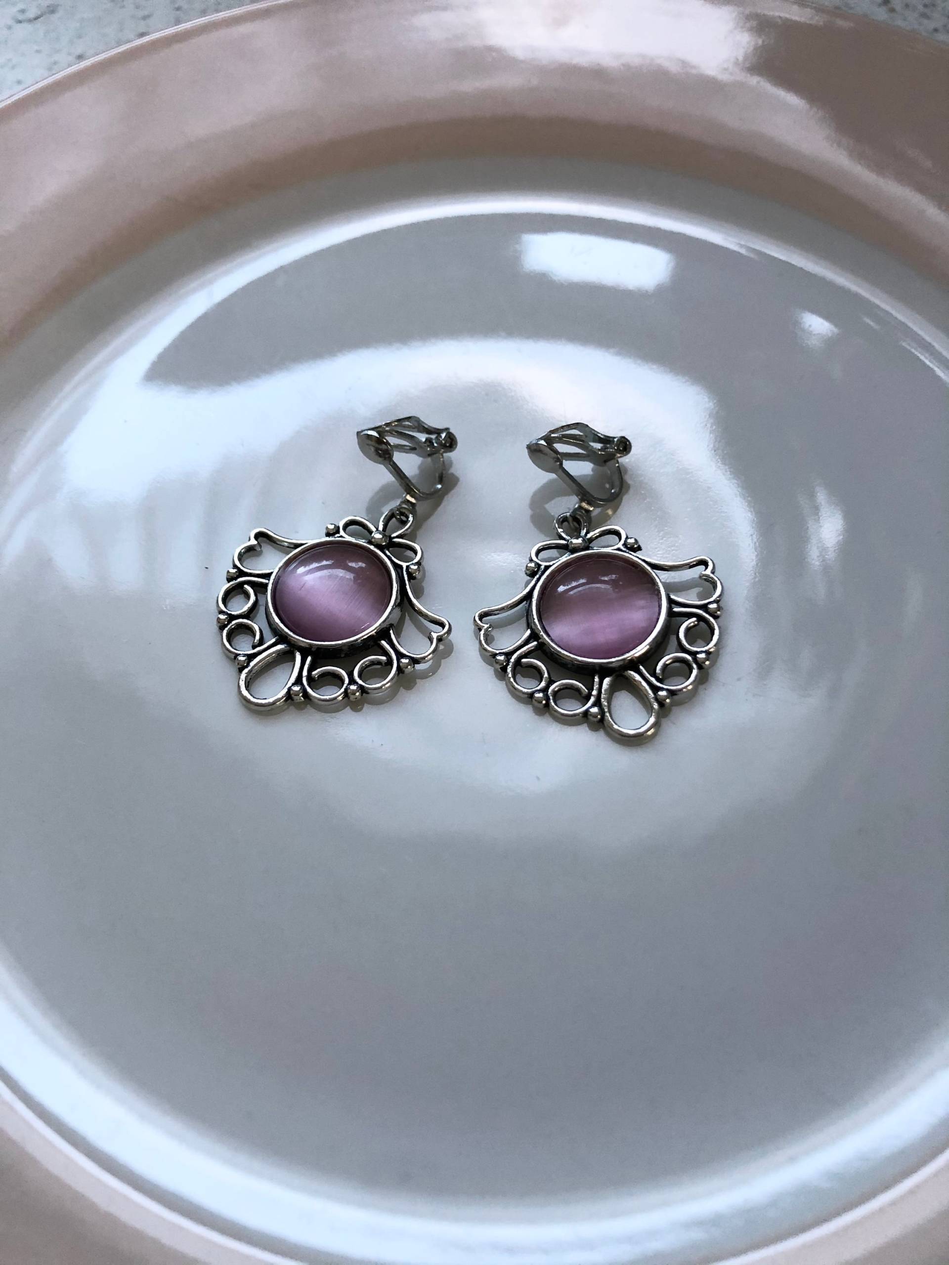 Einzigartige Ohrclips Rosa Silber von Perlenlagune