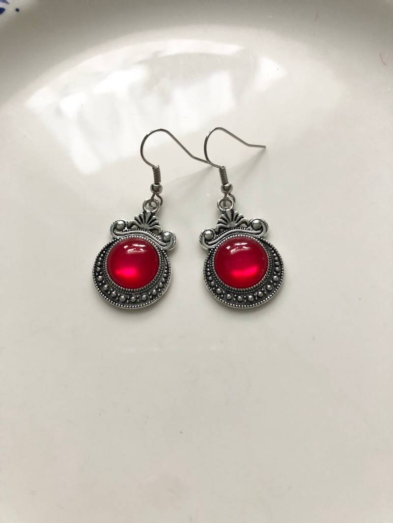 Elegante Ohrringe Silber Rot von Perlenlagune