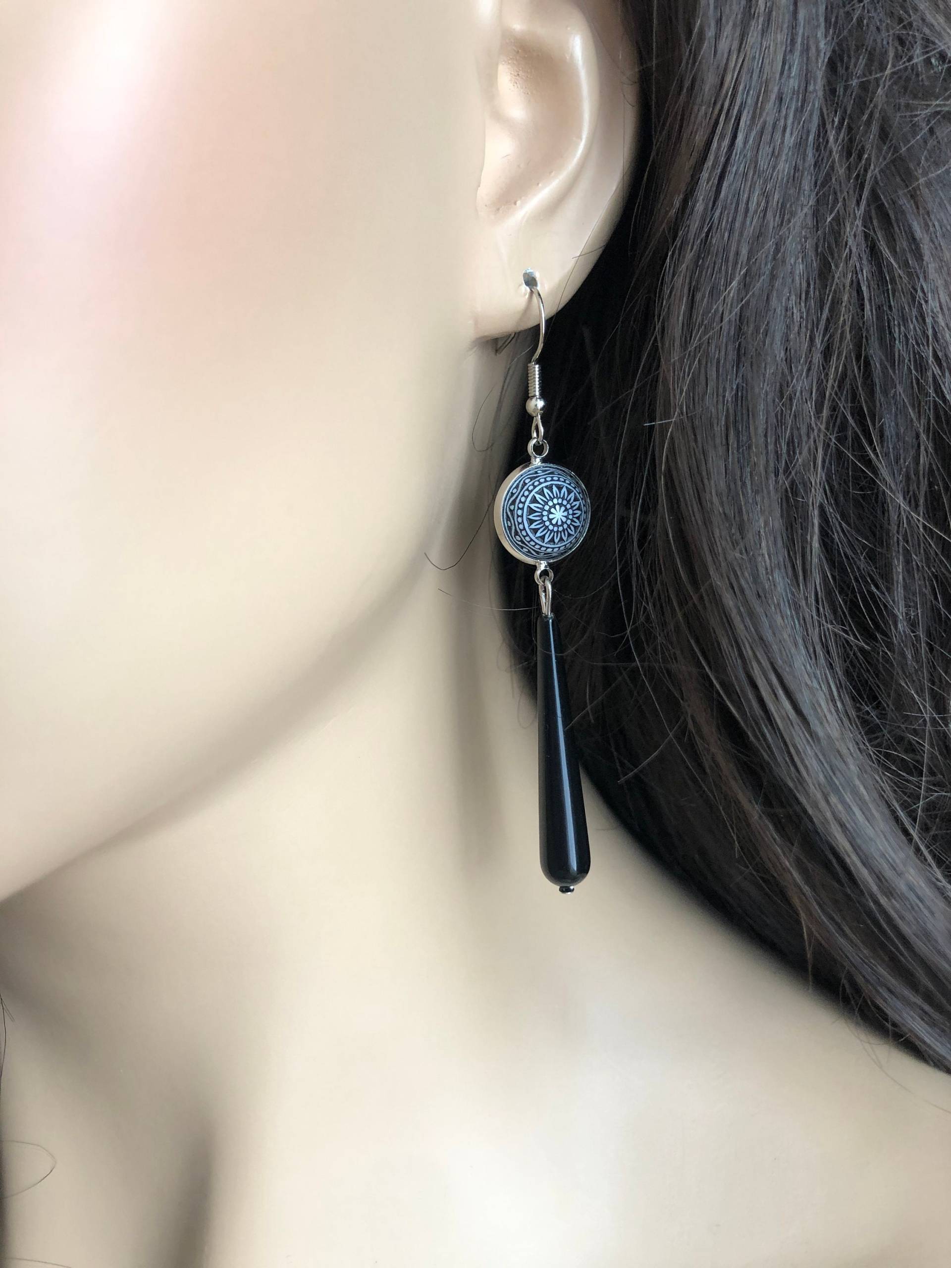 Elegante Ohrringe Silber Schwarz von Perlenlagune