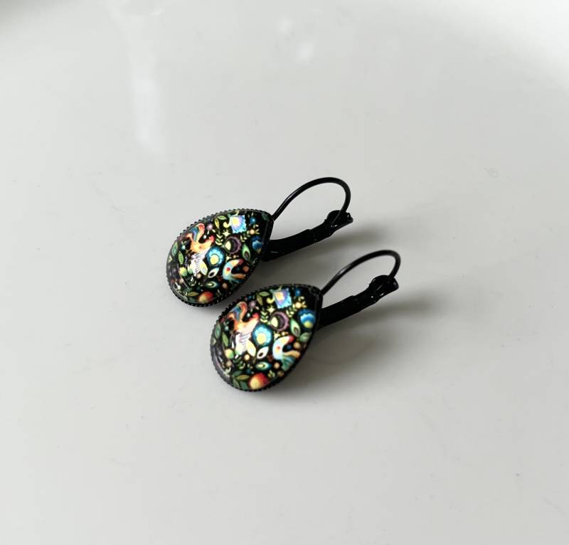 Folklore Ohrringe Bunt Schwarz von Perlenlagune