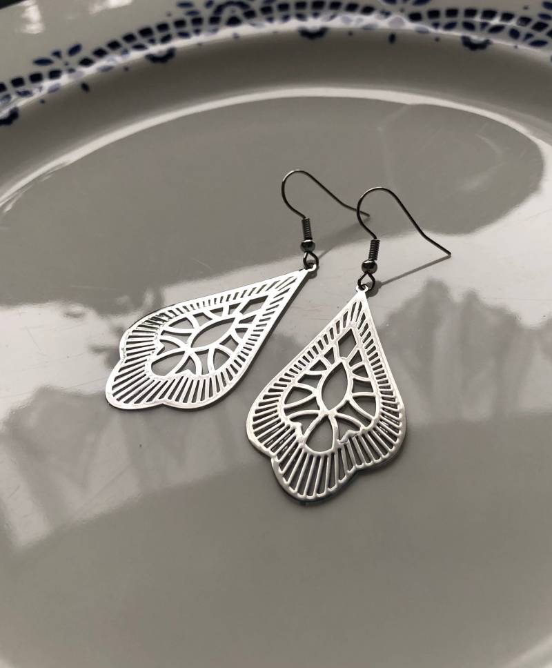 Interessante Längliche Ohrringe Silber von Perlenlagune