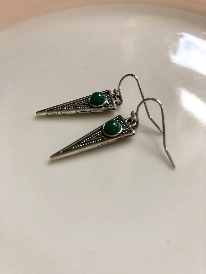 Interessante Ohrringe Silber Grün von Perlenlagune