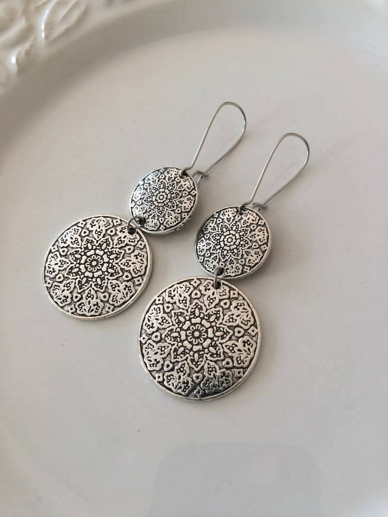 Lange Boho Ohrringe Silber von Perlenlagune